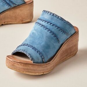 A.S.98 | Nelson Slip On Wedge Sandal ~ Blue EU 40 US 9-9.5
